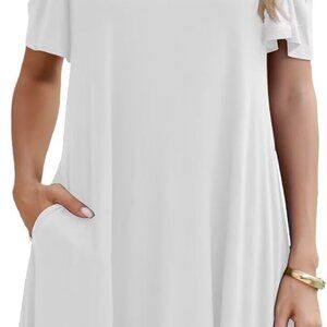 Plus Size Women's Swing Dress Short Sleeve Cold Shoulder Casual Summer